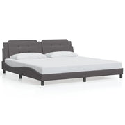 Letto matrimoniale | Letto per adulti | Giroletto senza Materasso Zadar Grigio 200x200 cm in Similpelle