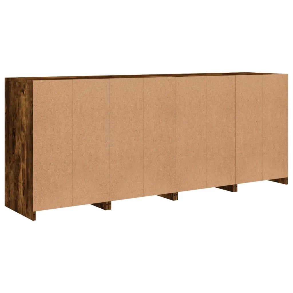 Credenza | Madia | Buffet da pranzo | Armadio da pranzo con Luci LED Rovere Fumo 164x37x67 cm