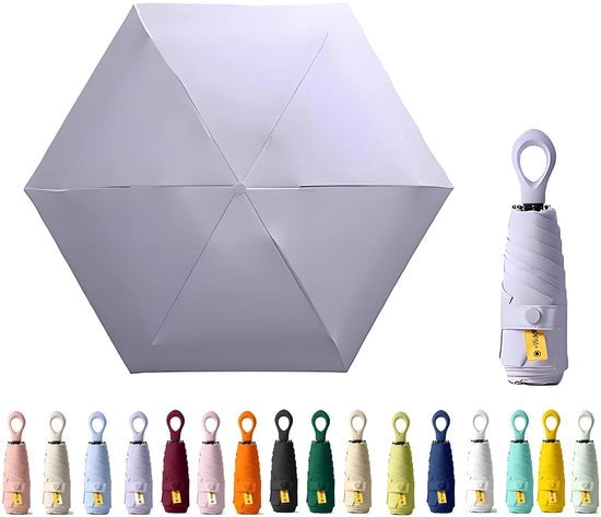 Parapluo Compattibile - Mini Paraplu - Ripiegabile - Leggero - Protezione UV 99,9% - Resistente allo Shock - Parapluo da Viaggio