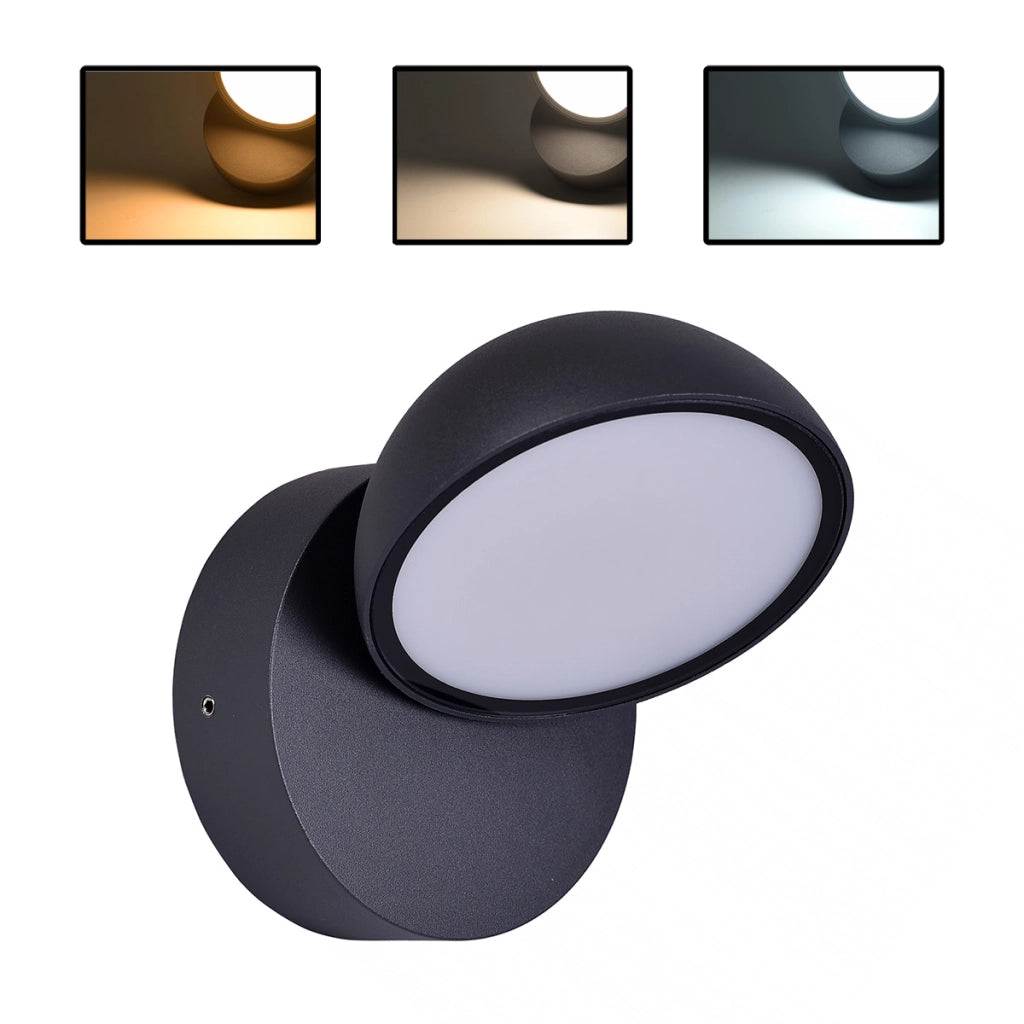APPLIQUE LED DA ESTERNO 12W CON CCT SWITCH - ILLUMINAZIONE REGOLABILE A 3 TEMPERATURE DI COLORE IP54 DESIGN MODERNO IN ALLUMINIO