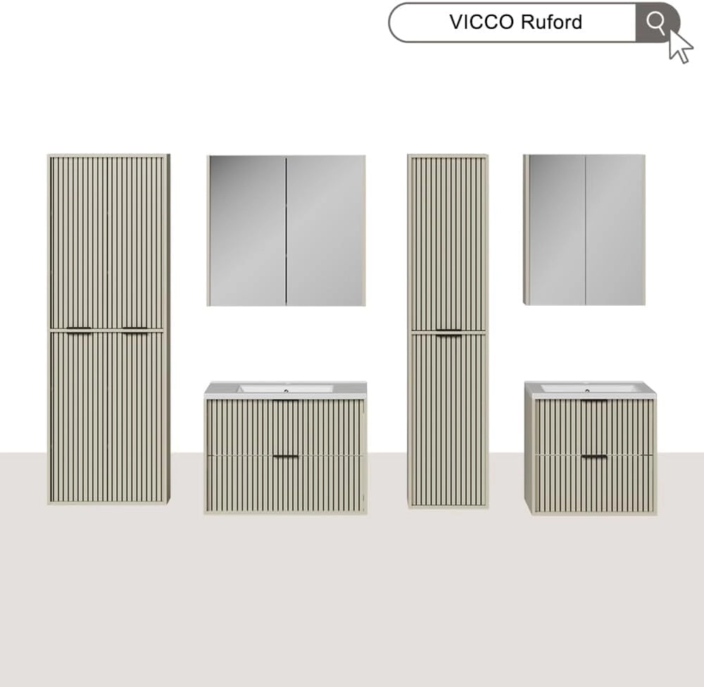 Armadio per il bagno Ruford, Cachemire, 40 x 176 cm con 2 porte, adatto per la conservazione salvaspazio di accessori da bagno
