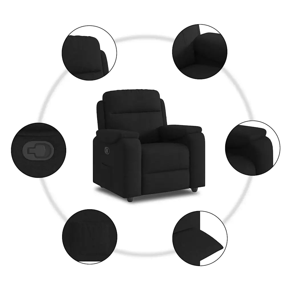 Divano Sedia-Poltrona Reclinabile in Tessuto Nero 832321