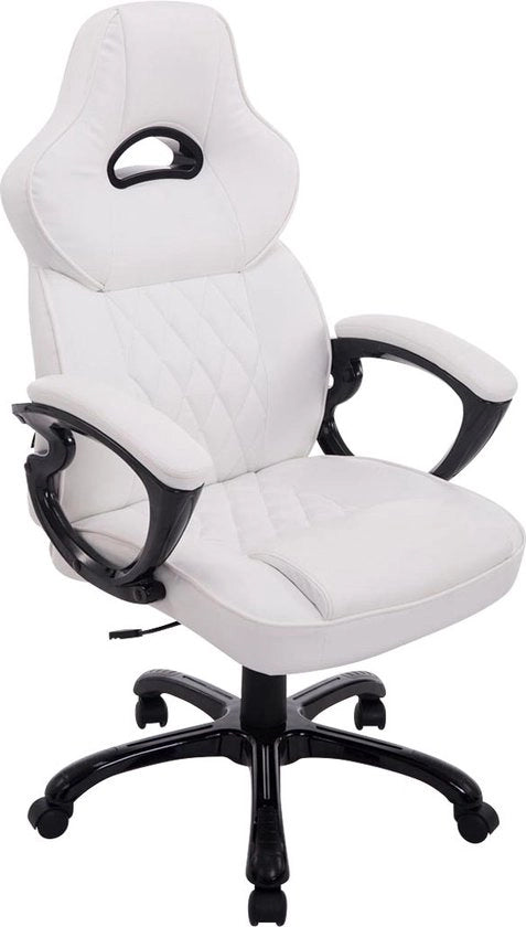 Sedia ufficio Nilo - Bianca - Pelle sintetica - Sedia ufficio e gaming ergonomica - Su ruote - Per adulti - Regolabile in altezza