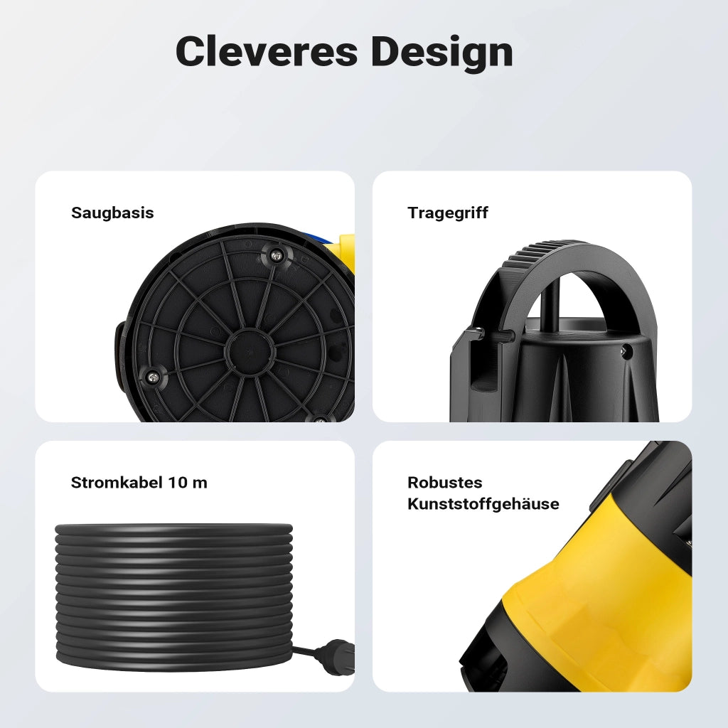 Livellostato, sensore di livello per pompa sommersa acque reflue 550 W 12500 l/h, 2 modalità