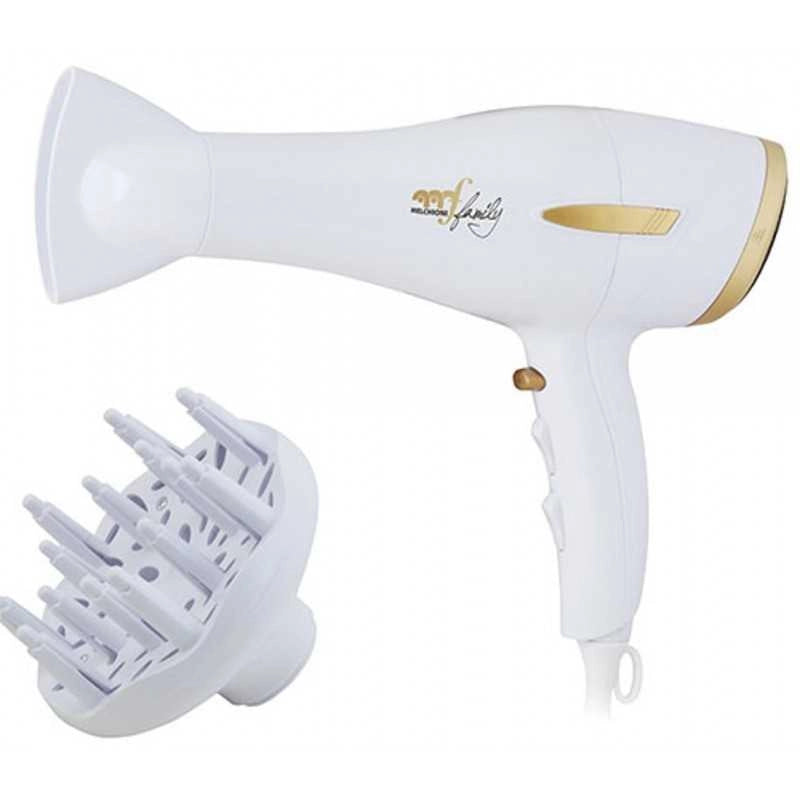 ASCIUGACAPELLI PHON 2200W MELCHIONI GOLD STYLE CON DIFFUSORE COLPO ARIA FREDDA - Melchioni
