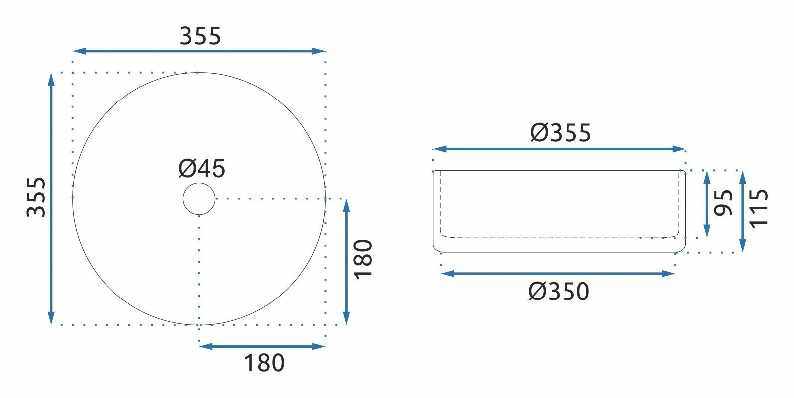 Lavabo Da Appoggio Rea Cristal Light Grey