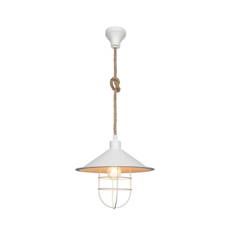 Lampada da soffitto Bulut ASZ0631 metallo bianco e corda iuta