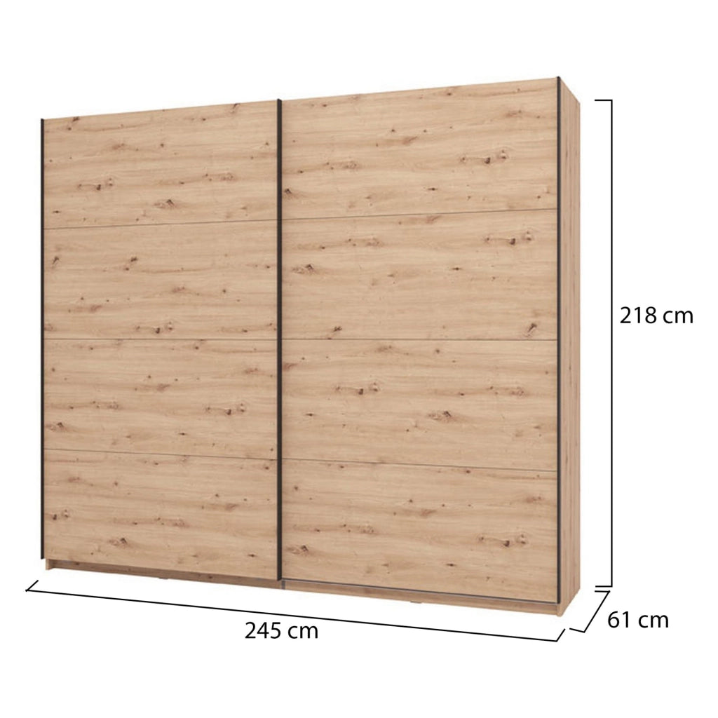 Armadio Camera da Letto Salemi, Guardaroba Grande 2 Ripiani, 245x217.5h cm Marrone Rovere Nodi