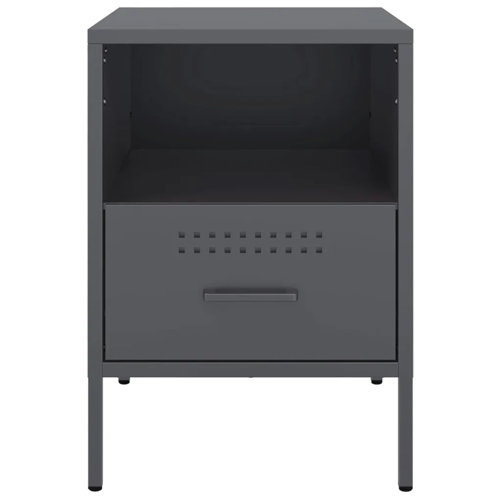Set di 2 Comodini | Armadio da Notte | Mobiletto da notte Antracite 36x39x50,5 cm in Acciaio