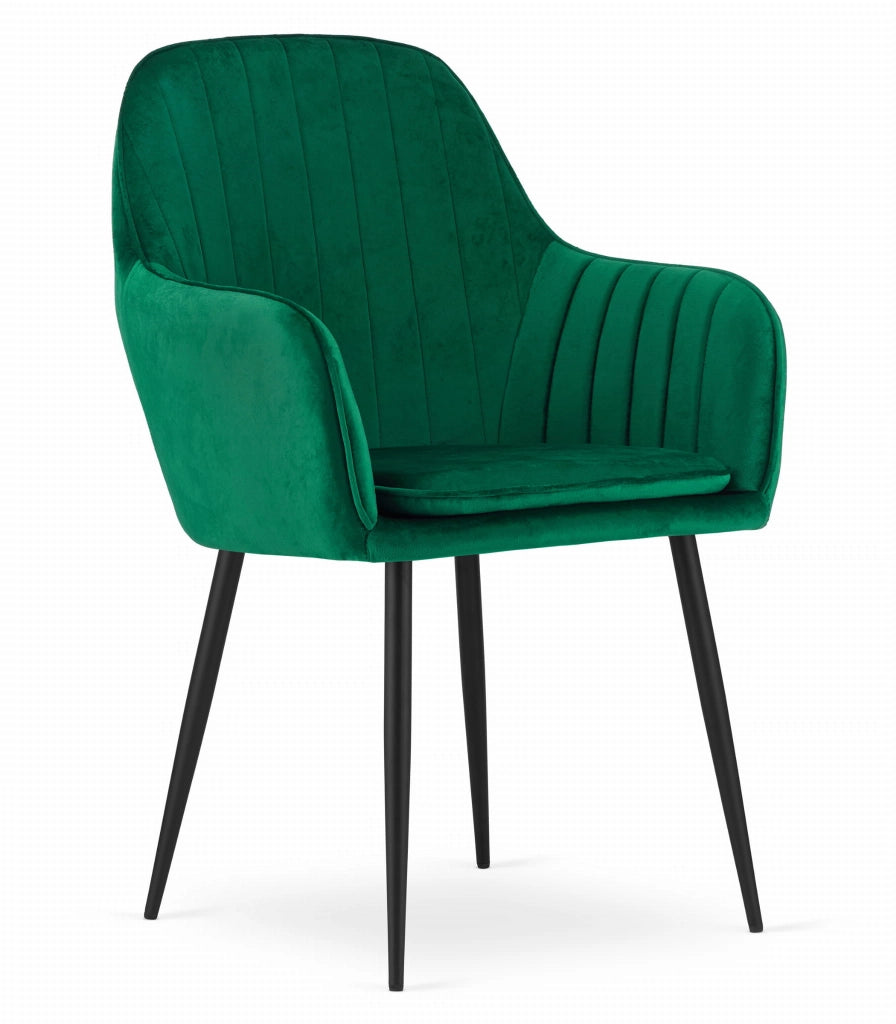 Sedia VALORA LUGO - Velluto verde con gambe nere