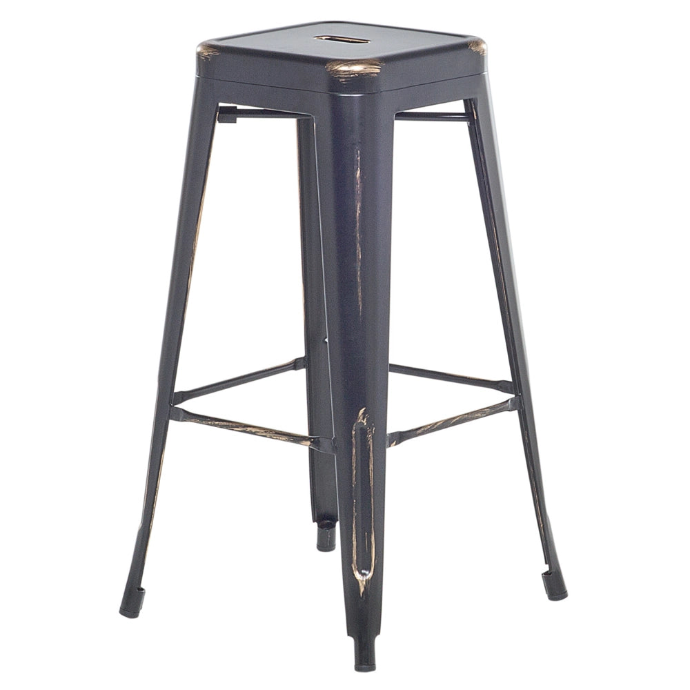 Set di 2 Sgabelli da Bar Nero con Acciaio dorato 76 cm Impilabile Altezza Bancone Industriale