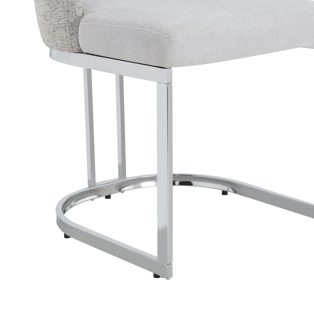 2 sedie da pranzo moderne in chenille grigio e metallo galvanizzato, con doppio schienale, seduta confortevole e struttura robusta
