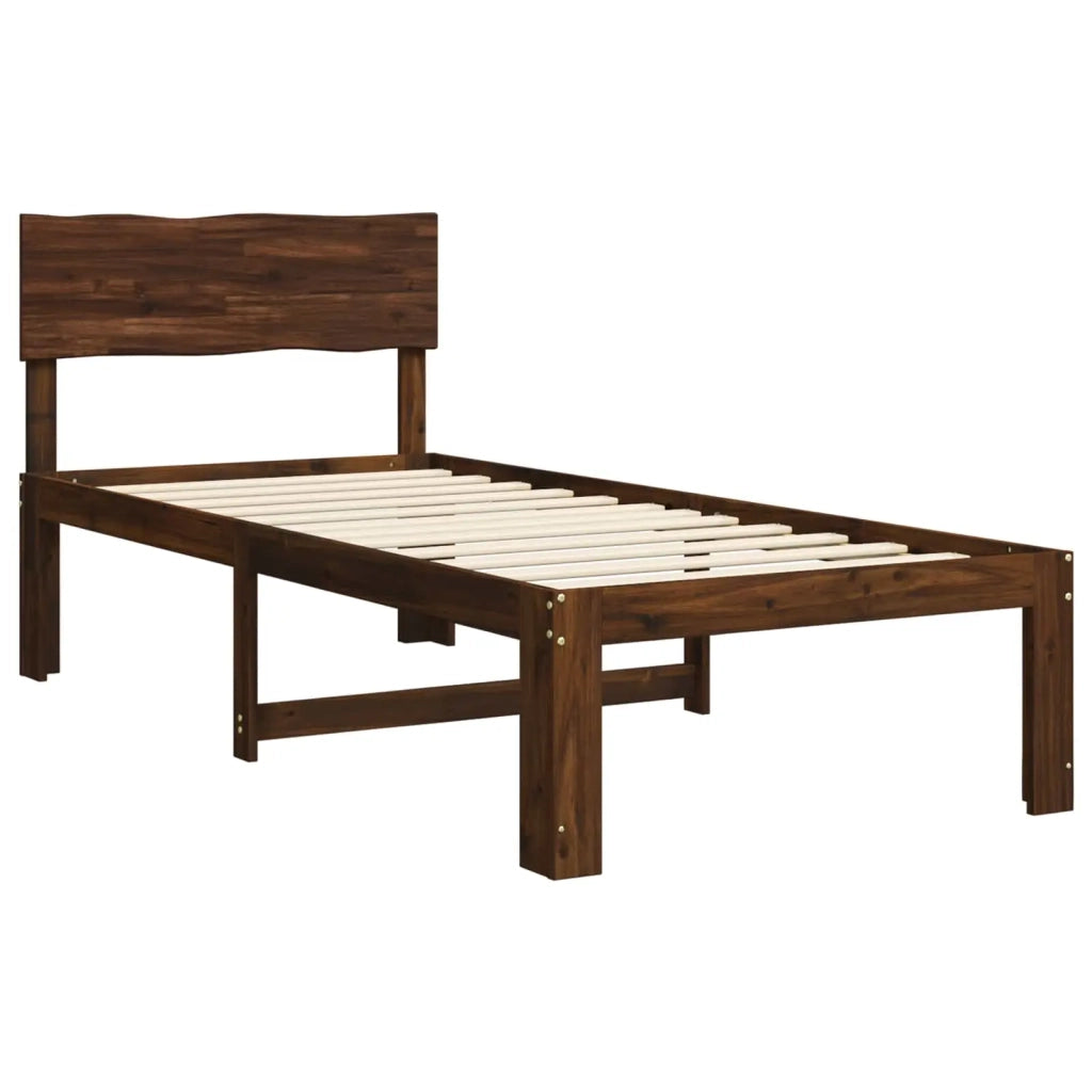 Letto Singolo con Testiera ROSTOCK Marrone Scuro 100 x 200 cm 903374