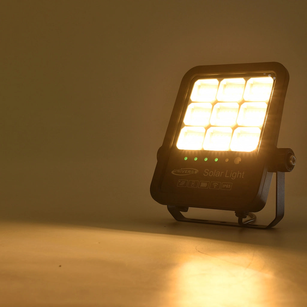 FARETTO LED SOLARE 100W CON CCT SWITCH 3 TEMPERATURE COLORE - ILLUMINAZIONE ESTERNA AD ENERGIA SOLARE IP65 BATTERIA 12H