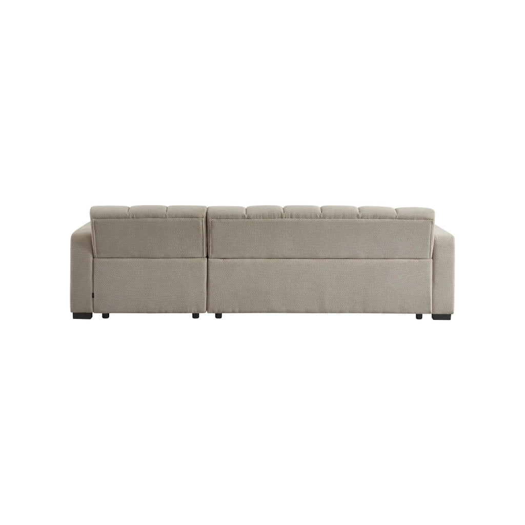 Divano angolare reversibile in tessuto trapuntato, 3 posti, beige