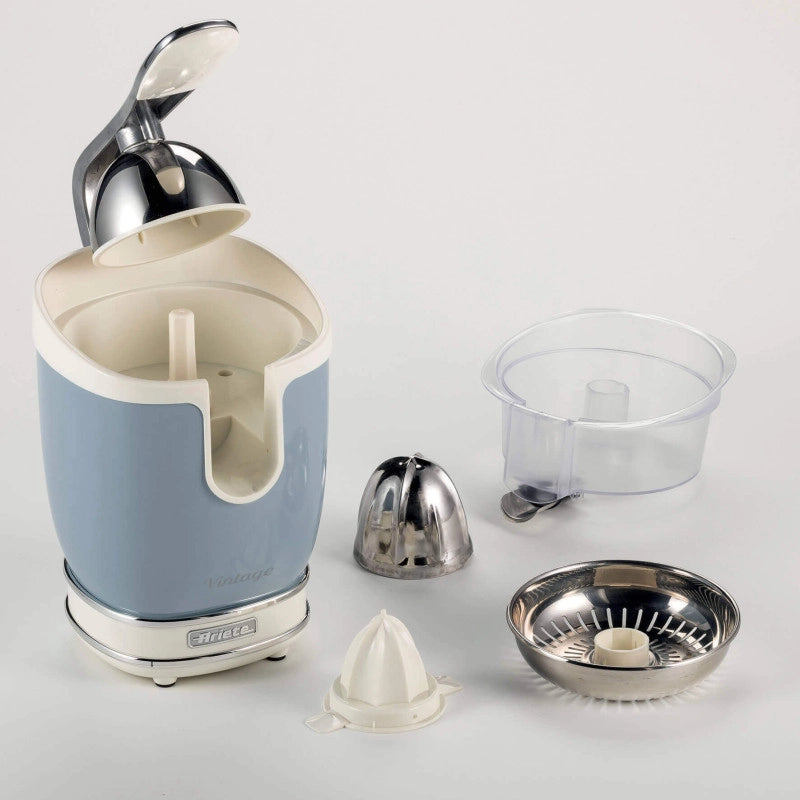 Spremiagrumi Elettrico con Leva - Motore Silenzioso - 85 Watt - Design Vintage - Celeste