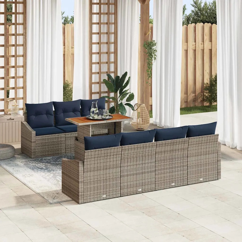 Set Divano da Giardino 8 pcs Grigio Poly Rattan 3358537