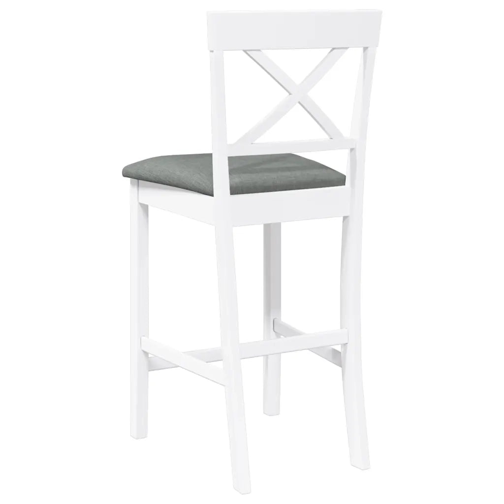 Sgabelli da Bar con Cuscini 2 pz Bianco Legno Massello di Hevea 4102551