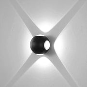 Applique LED da Parete 12W IP54, Design Moderno Rotondo, 4 Emissioni di Luce, 1200 lm, Nero, Effetto Croce, Interni ed Esterni Colore della luce: Luce fredda