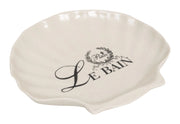 Biscottini Porta saponetta svuota tasche in porcellana bianca decorata "Le Bain Paris" L20xPR19xH3,8 cm