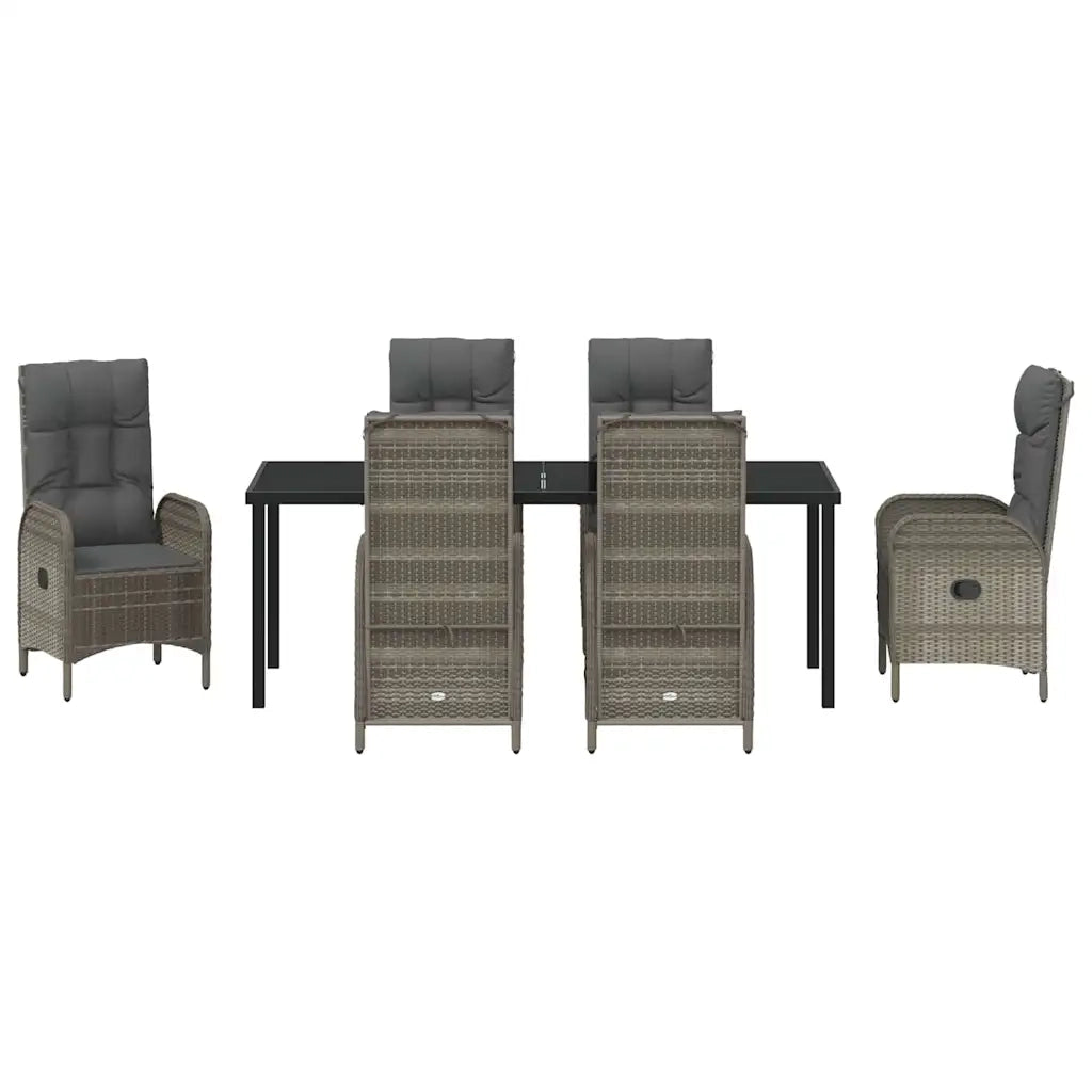 Set da Pranzo per Giardino con cuscino 7 pcs Grigio polyrattan 3380132