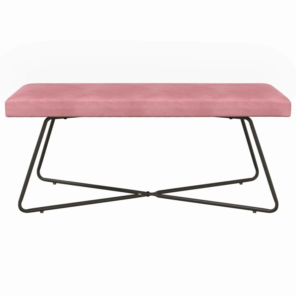 panchina Tinta unita Rosa 110 x 40 x 45 cm Velluto 42038347