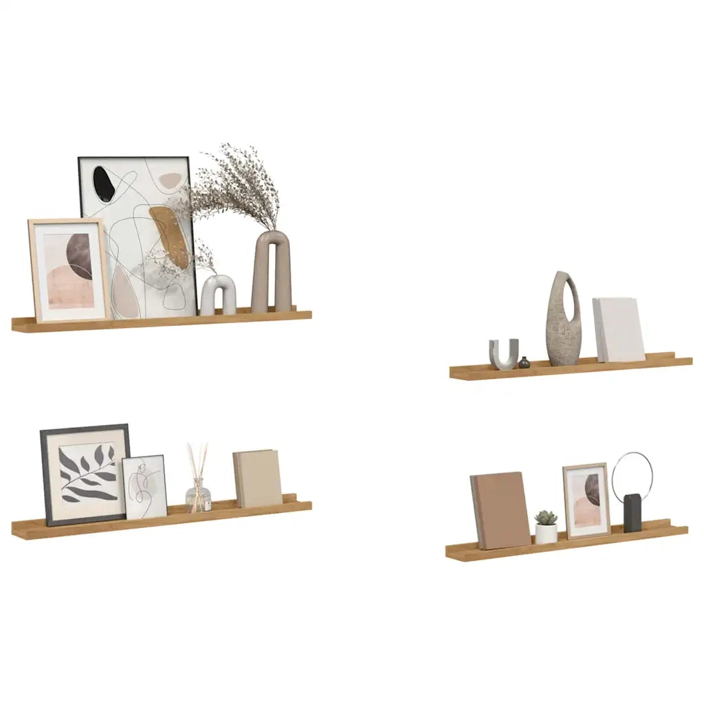 Scaffale da parete con lo scaffale 4 pcs Marrone 80 x 9 x 3 cm 42020018