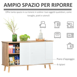 Mobile 2 Ante Scorrevoli 130x40x74,5 cm in Legno Rovere e Bianco