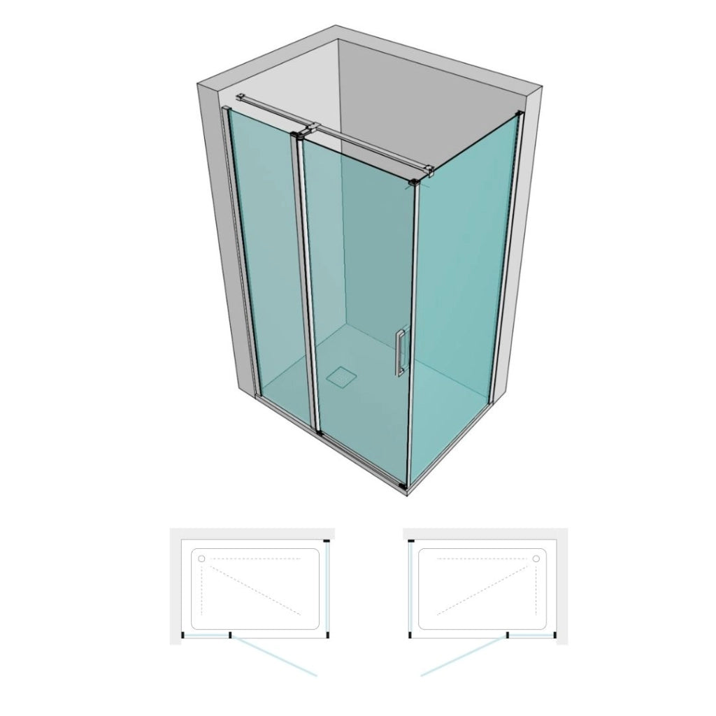 Parete fissa porta battente 6mm cristallo temprato cromo lucido *** misure 97-99xh195 cm stampato, confezione 1