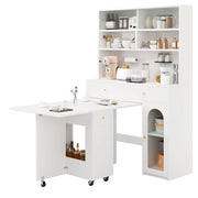 Set mobile cucina con tavolo pieghevole 120 cm in MDF bianco