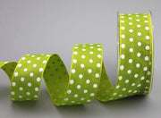 Cadeaulint con stippi luce verde-bianco 20 m x 40 mm con filo verde taftlint a righe colorate polkadot per Pasqua e compleanni bambini - 20 metri