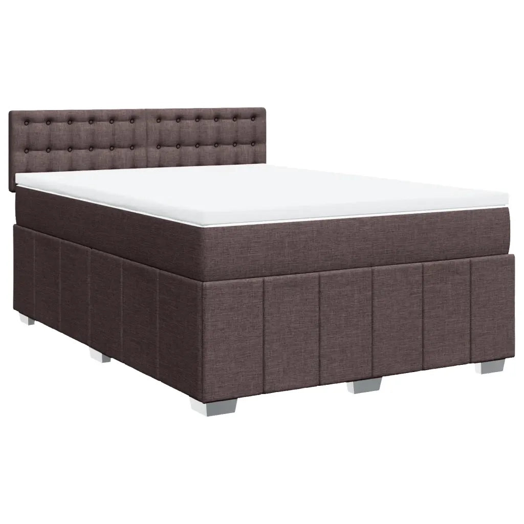 Giroletto a Molle con Materasso Marrone Scuro 160x200cm Tessuto