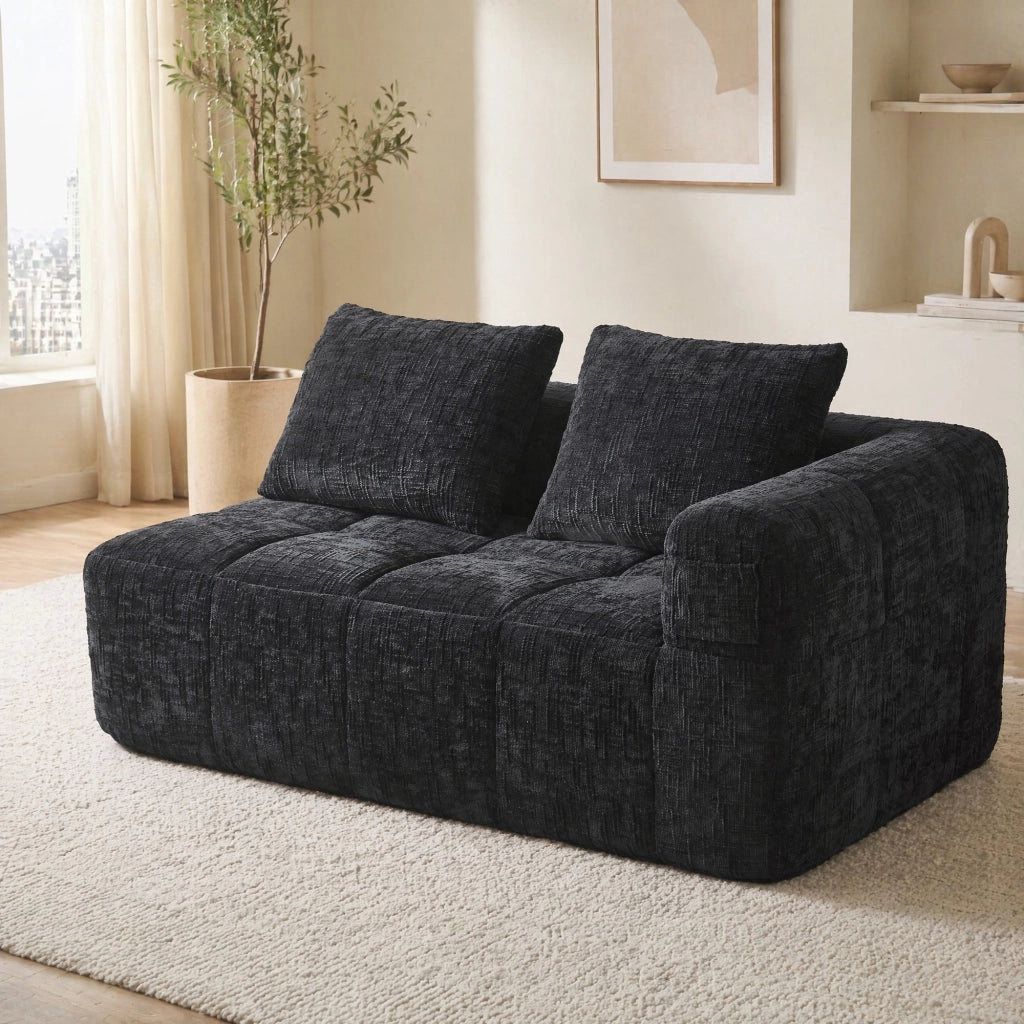 DIVANO Chaise Lounge 158x90x60 cm in Chenille Nero
