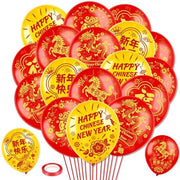 Balloncini da festa 30 pezzi - Rosso/Oro - Cinese Nuovo Anno - 30 cm - Latice - Stili tradizionali tematici - Ballooni da festa
