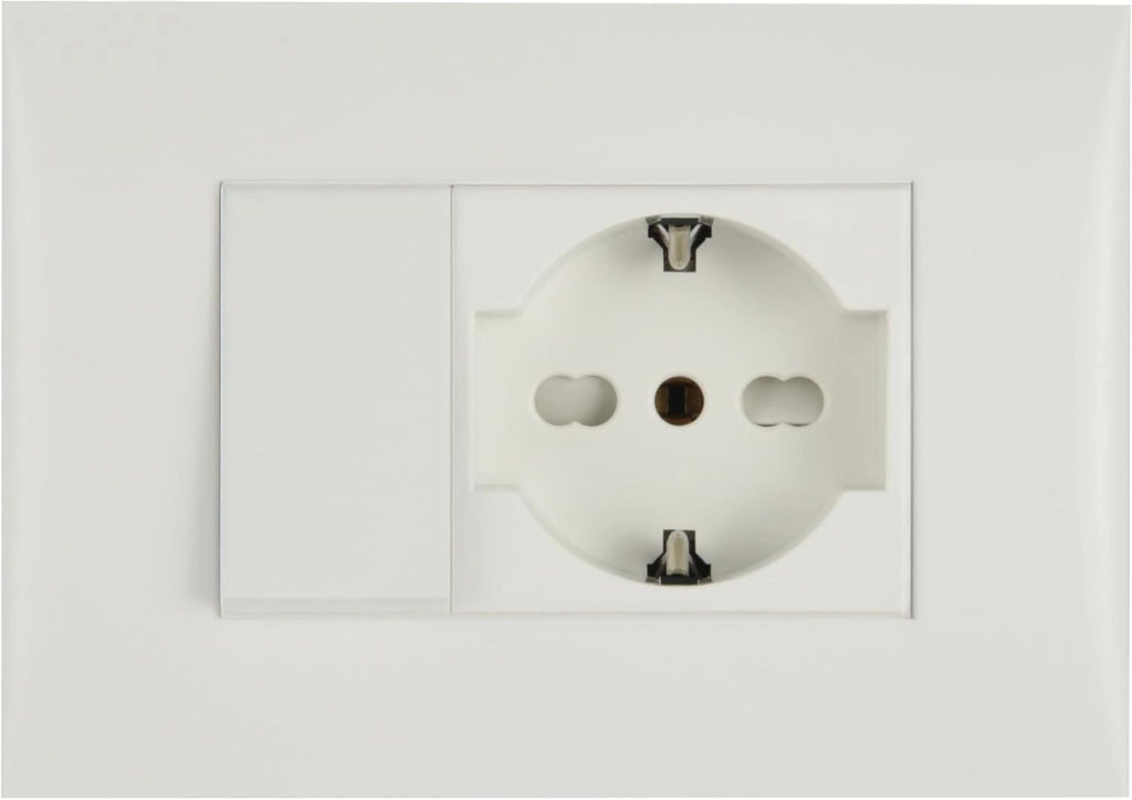 KIT PRESA BIVALENTE-DEVIATORE CON SUPPORTO E PLACCA ELECTRALINE Colore bianco - ELECTRALINE