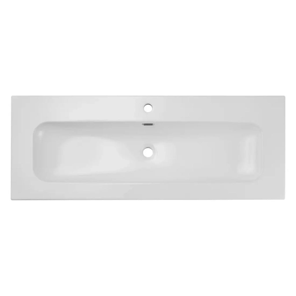 Lavabo XL da incasso LARGO 120 cm in ceramica bianca lucida