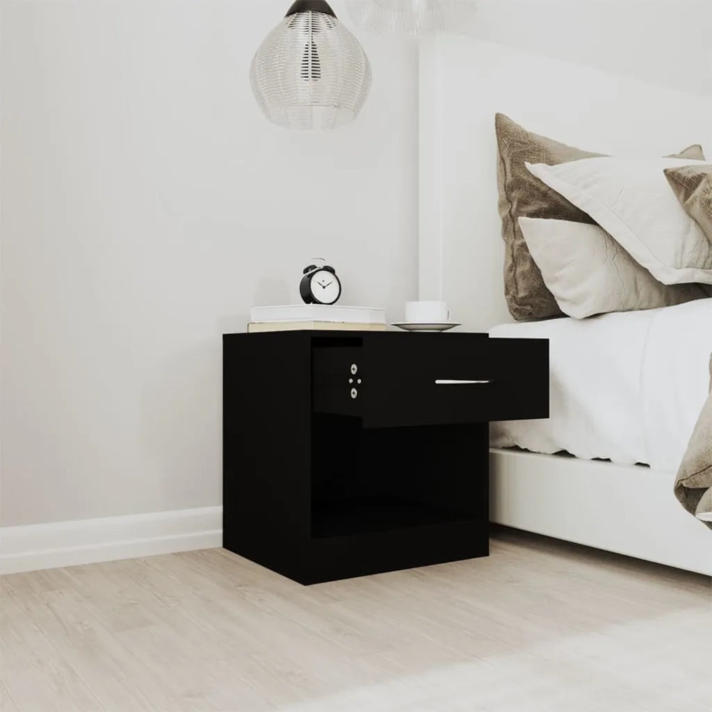 Comodini 2 pz con Cassetto Neri 342583