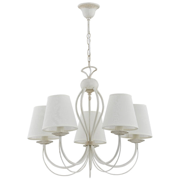 Lampadario sospeso Alfa IRMA bianco anticato conico 5xE14