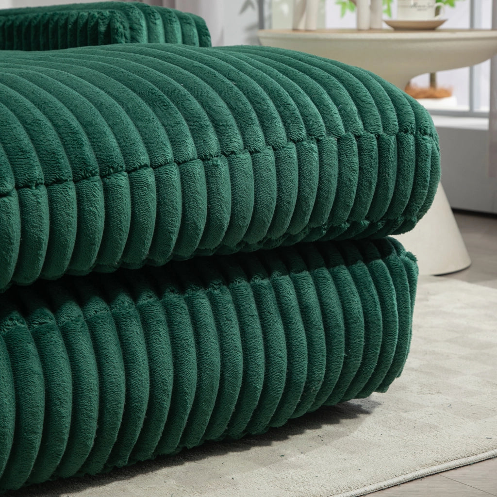 Chaise Longue Poltrona da Pavimento con Design Ergonomico e 3 Cuscini, in Velluto a Coste Smeraldo 125 × 155 × 63 cm