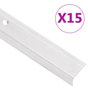 Profili a L per Gradini 15 pz in Alluminio 90 cm Argento