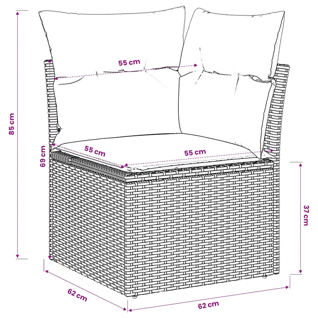 Divano Angolare da Giardino con Cuscini-Sofa da Giardino-Divanetto da esterno in Polyrattan Marrone 650445