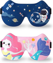 Maschera da sonno 3D per bambini – 2 pezzi di occhiali da sonno regolabili per un sonno comodo, viaggiare e campeggiare