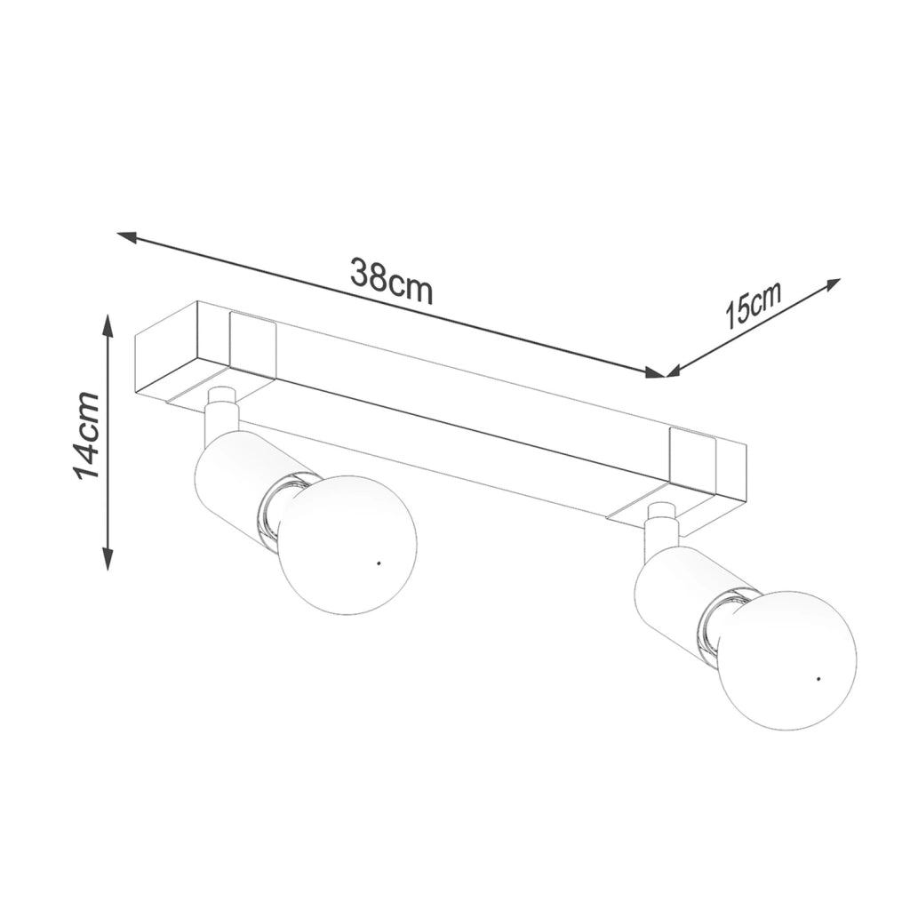 Spot soffitto industriale 2 luci nero/legno E27 LIMERO