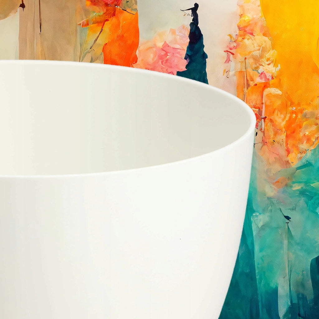 Vaso da fiori KADAX, fioriera, coperchio, gambe, inserto, supporto per fiori, 33 cm, bianco, ciotola rotonda