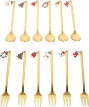 Set di forchette e cucchiai da Natale 12 pezzi con forchetta per frutta.