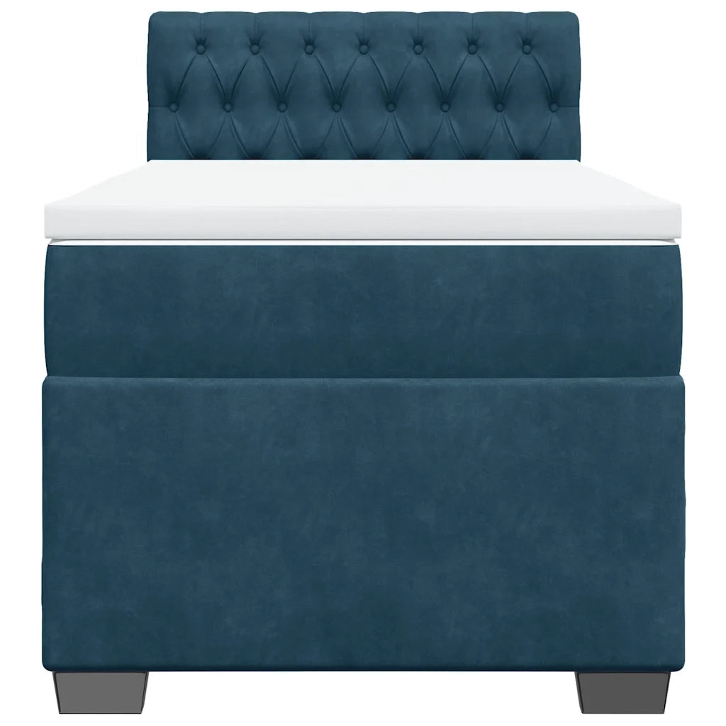 Giroletto a Molle con Materasso Blu Scuro 80x200 cm in Velluto