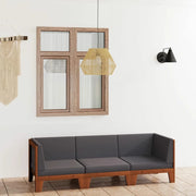 Set di mobili da giardino e cuscini, set da giardino, mobili da giardino, mobili da giardino, set da giardino, divano da giardino, terrazza, 3 pezzi in legno massello di acacia