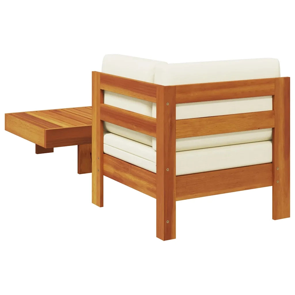 Salotto da Giardino-Set Divani Giardino 2 pz Cuscini Bianco Crema in Legno d'Acacia 144498