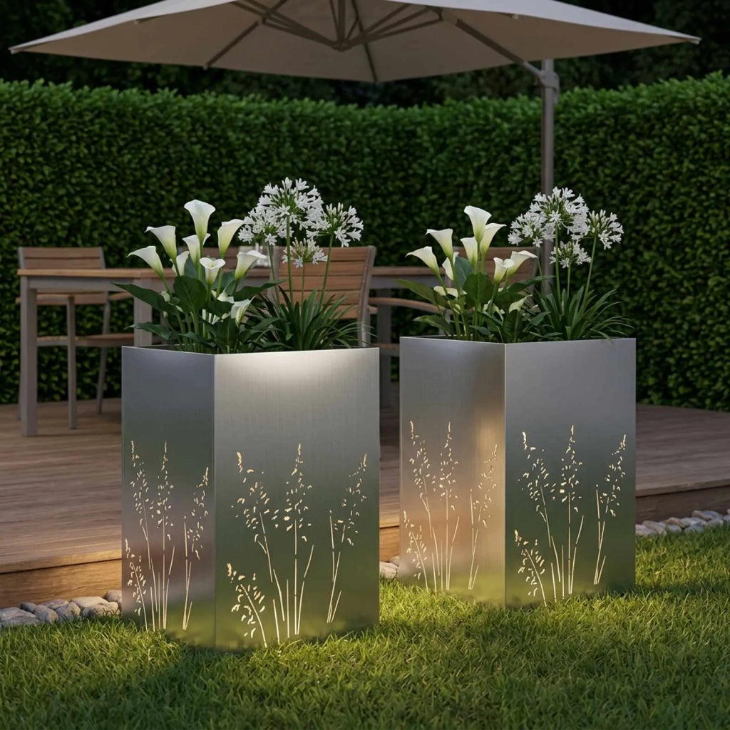 Vaso da giardino 2 pz Argento 50 x 50 x 75 cm Acciaio zincato 8005775