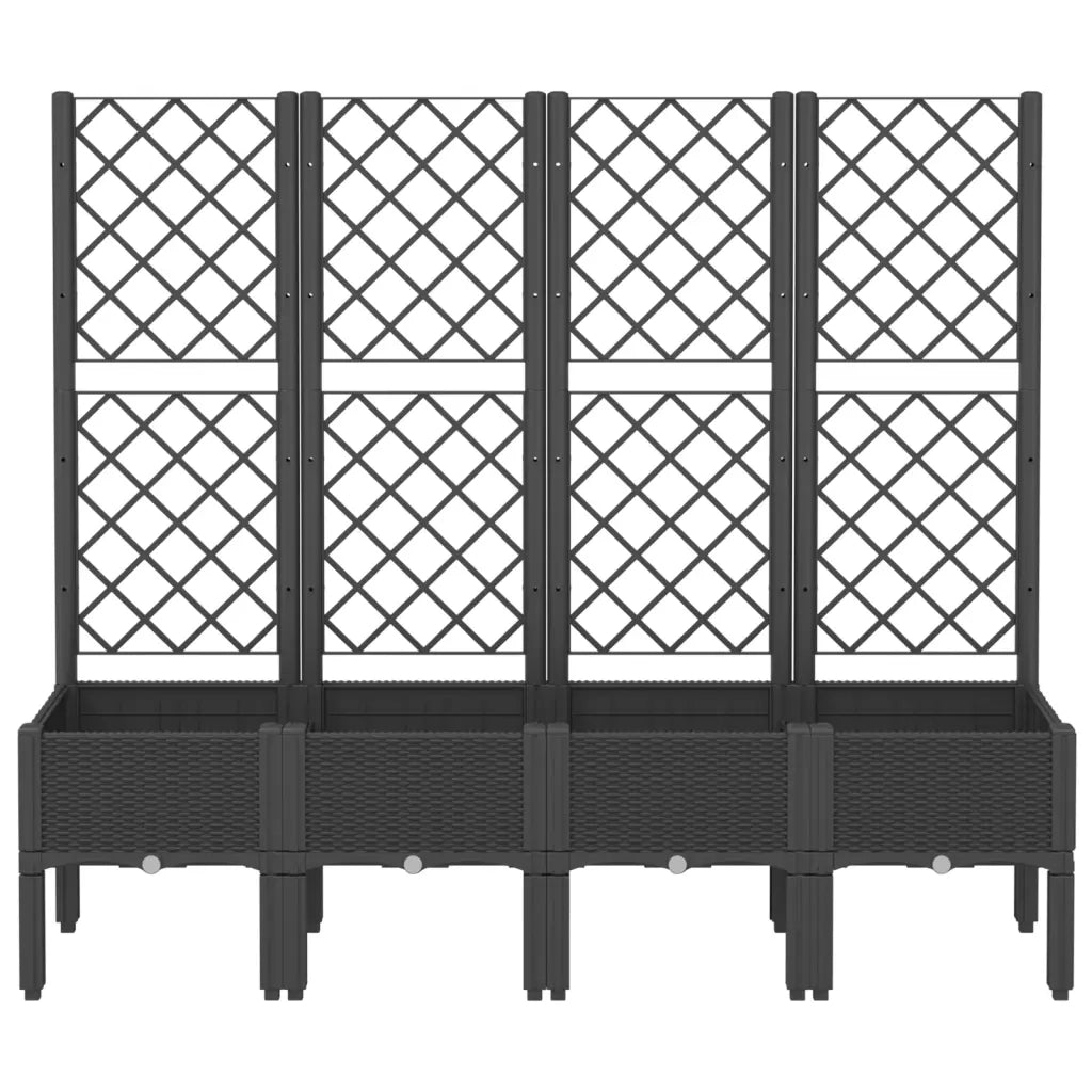 Fioriera da Giardino con Traliccio Nera 160x40x142 cm in PP 367933
